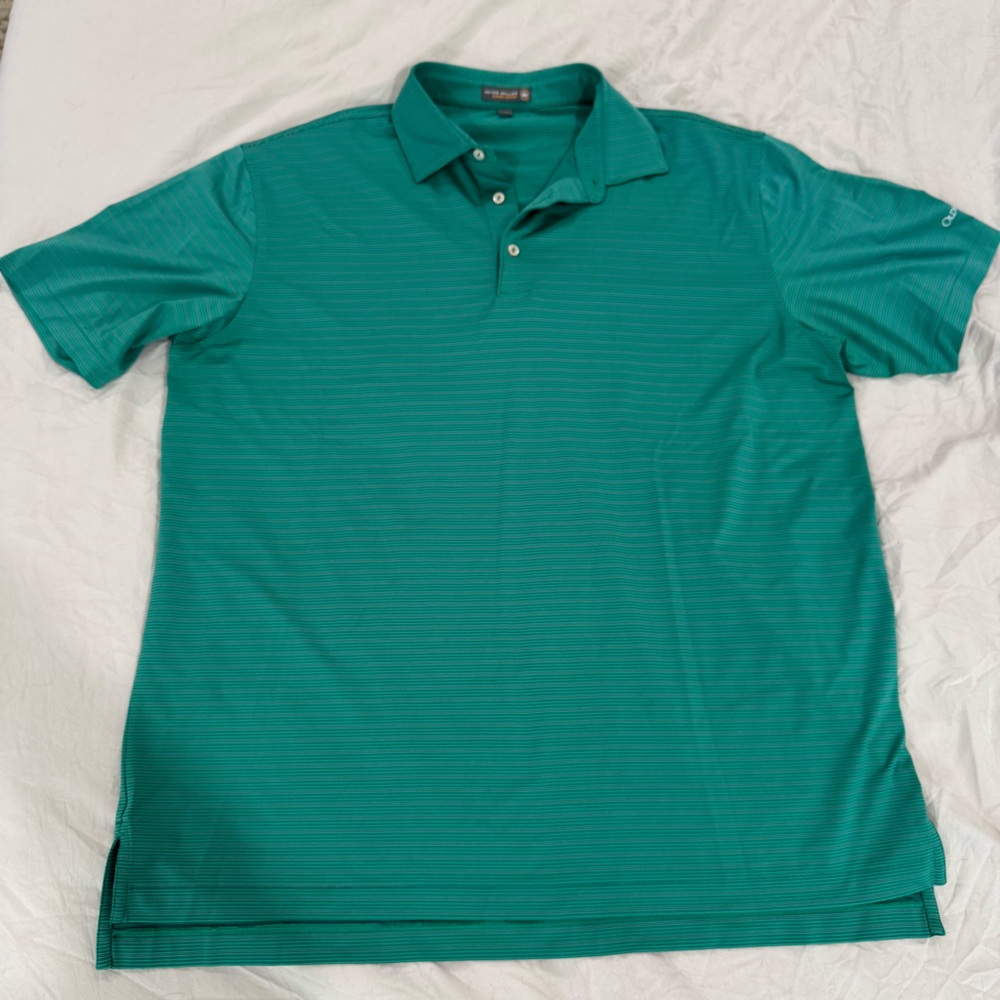 Peter‎ Millar Summer Comfort Polo Men’s XL • Green Stripe Performance Golf Shirt